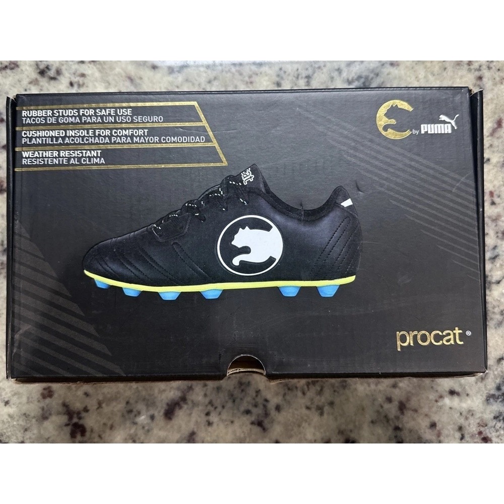 New Youth ProCat Size 12 Pitch Soccer Cleat Black And White